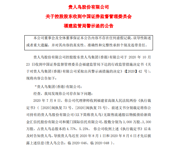 央广网|贵人鸟债务违约进入重整程序 连续两年亏损仍存退市风险