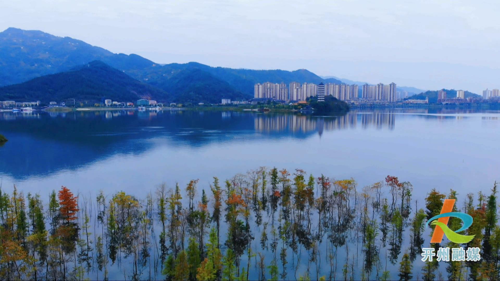 汉丰湖彩林渐斑斓水鸟舞翩跹