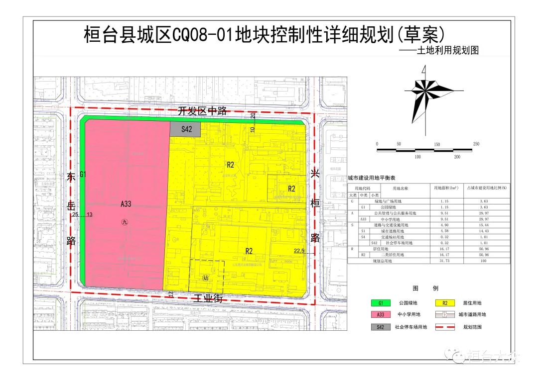 正在公告桓臺縣城區這個地塊規劃要建學校幼兒園公園